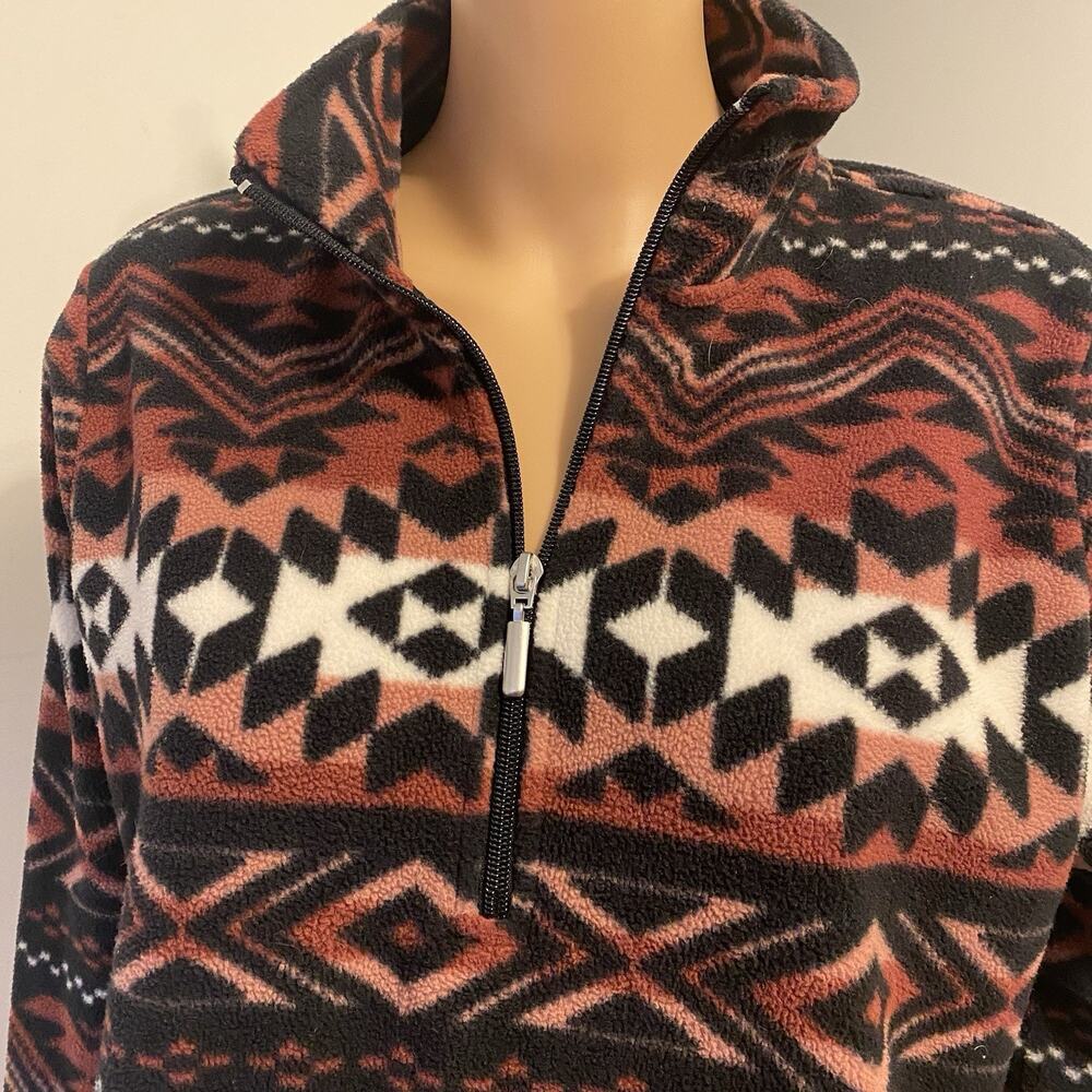 Denim & CO Women S Oversized Jacket Southwest Aztec Print Fleece 1/4Zip Pullover - Picture 7 of 10